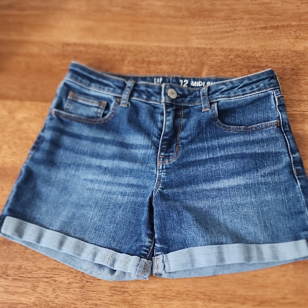 GAP Kida Blue Denim Shorts, Cuffed